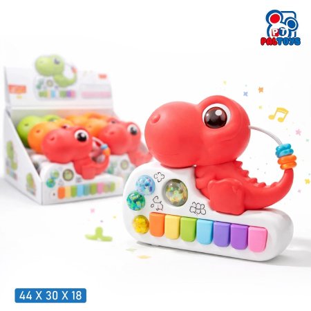 ستاند بيانو موسيقي أطفال شكل ديناصور مع أضواء وأزرار صوتية 1/12